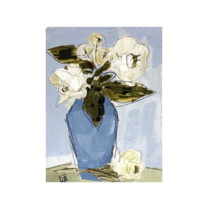 Blue Vase White Flowers II