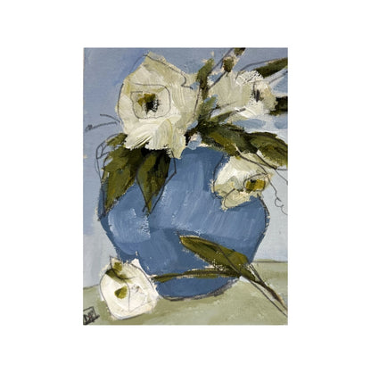 Blue Vase White Flowers III