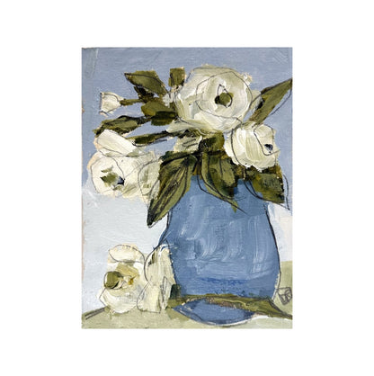Blue Vase White Flowers IV