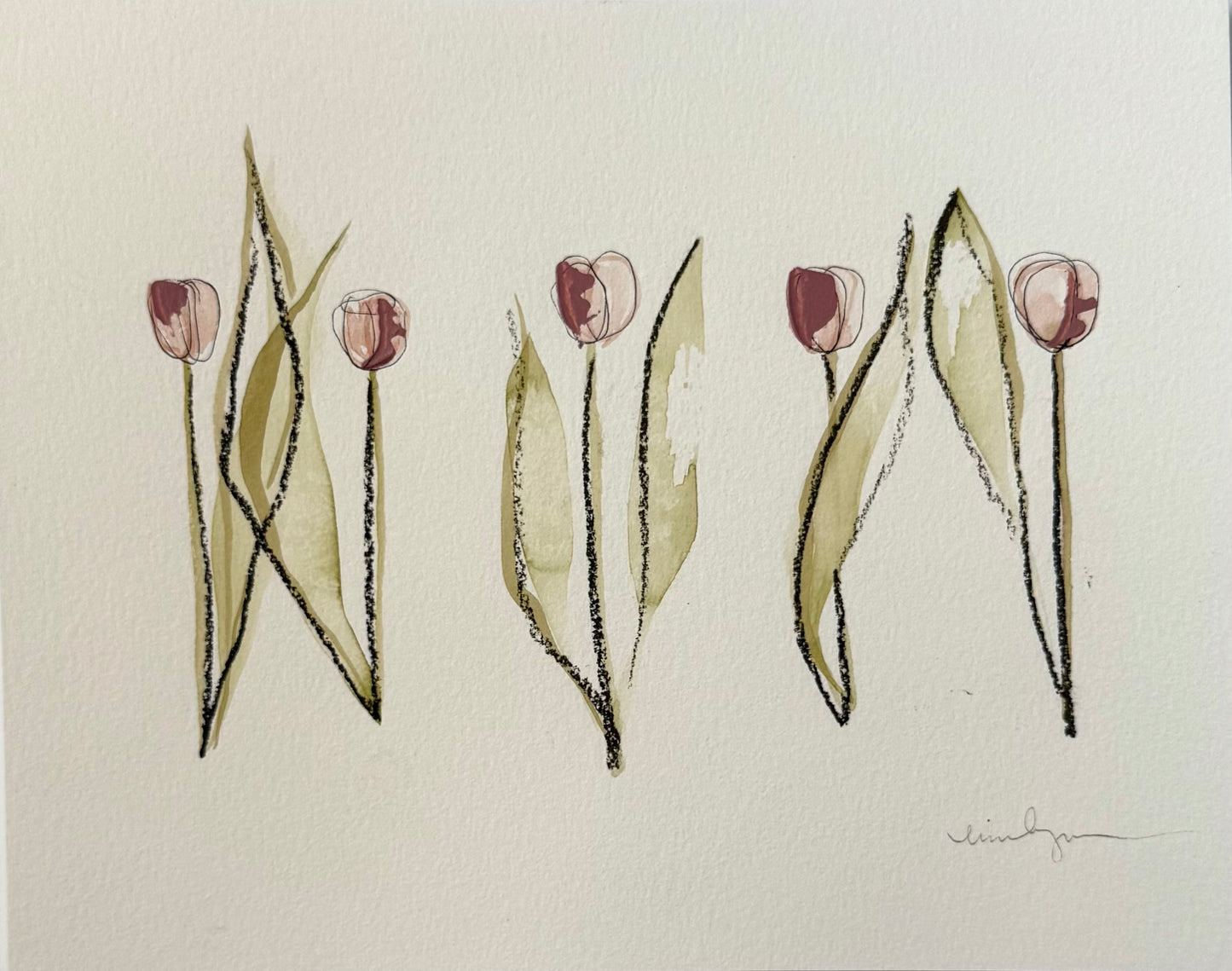 Five Pink Tulips