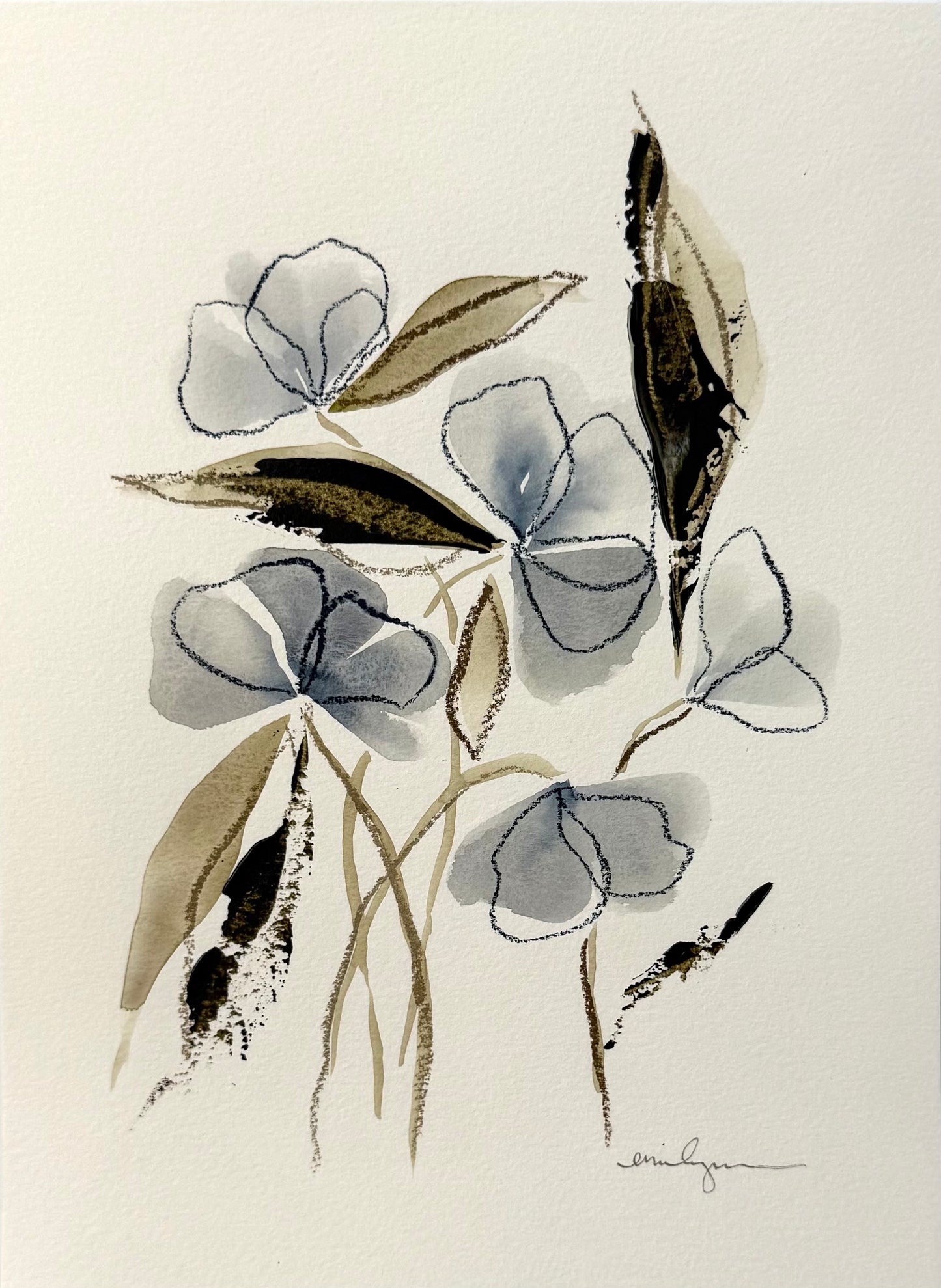 Five Dark Blue Flowers