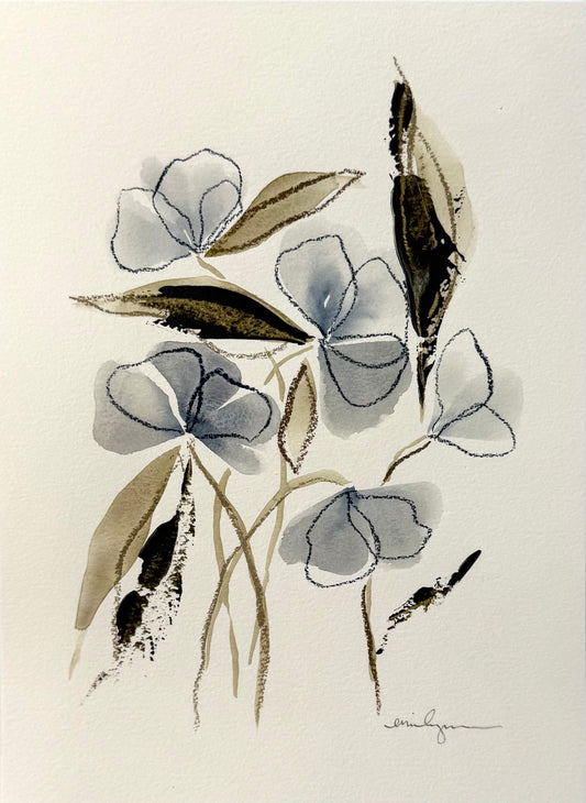 Five Dark Blue Flowers