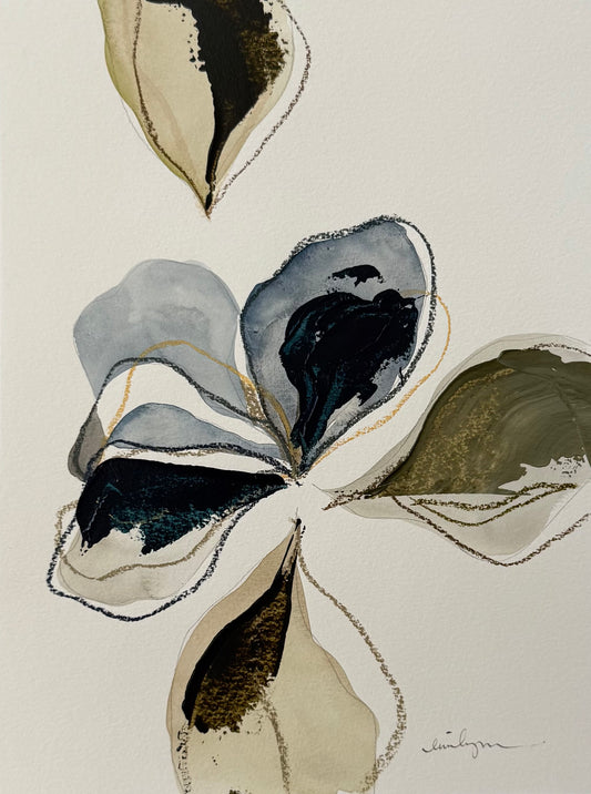 Blue Green Abstract Flower II