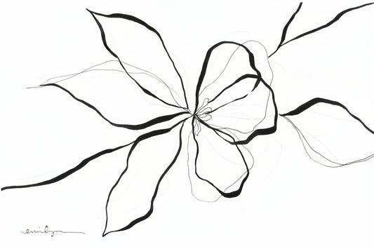 Black Line Drawing Flower I
