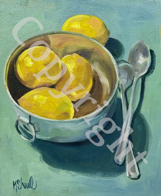 Lemons in Steel Bowl