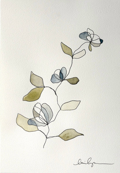 3 blue flowers on a stem