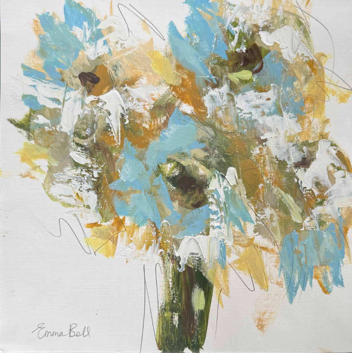 Daisies Blue and Yellow 1
