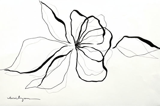 Black Line Drawing Flower II