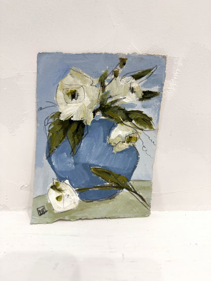 Blue Vase White Flowers III