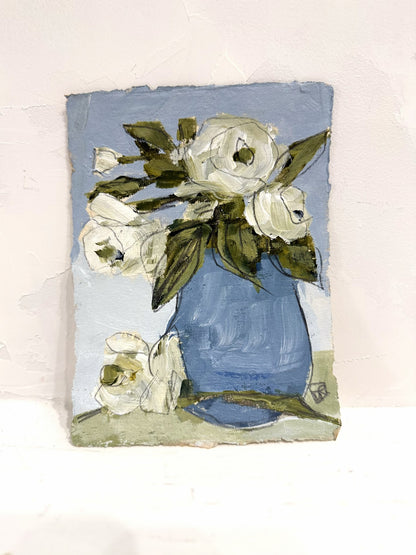 Blue Vase White Flowers IV